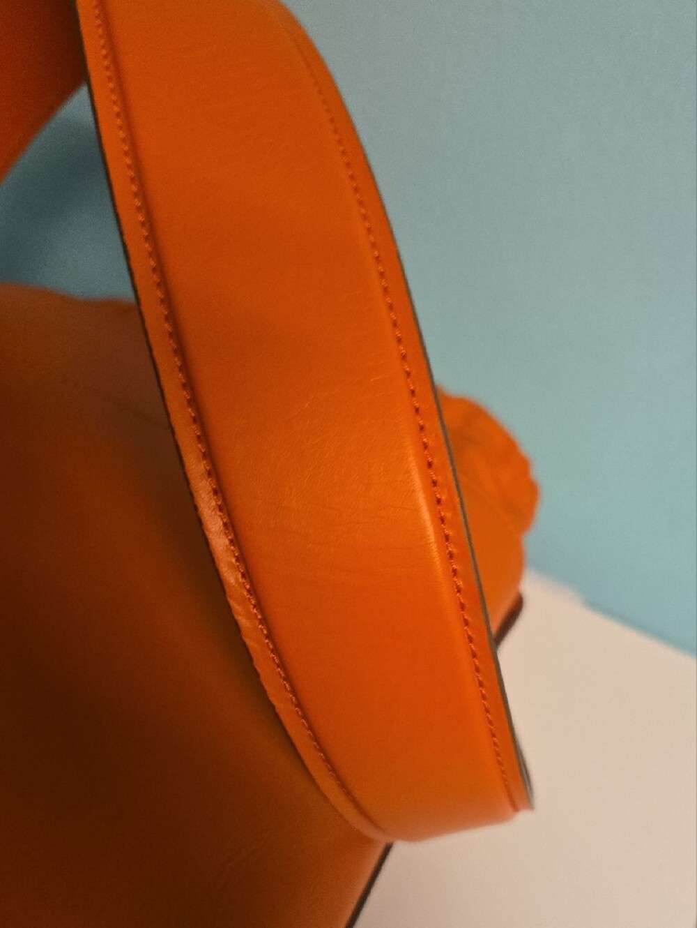 Mercedes Castillo Orange Leather Drawstring Bucket Bag - - Picture 9 of 9